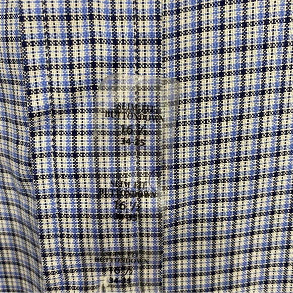 Ralph Lauren Men Size 16.5 / 34/35 Blue White Slim Fit Dress Shirt Long Sleeve - Picture 6 of 10